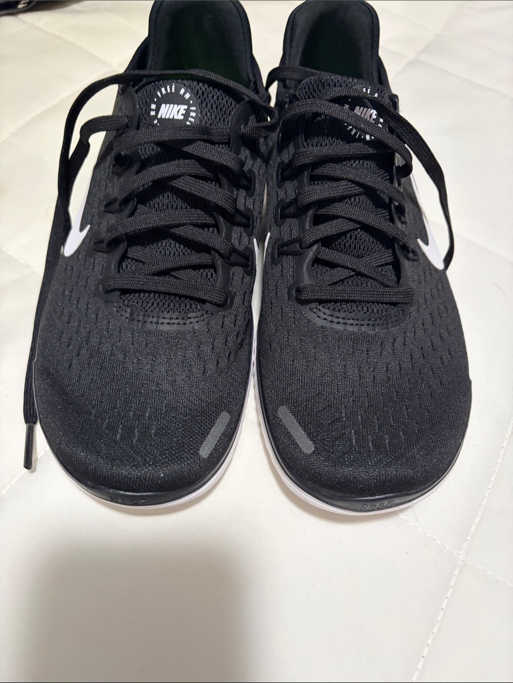 Nike Free Run Black Running Shoes with White Swoosh